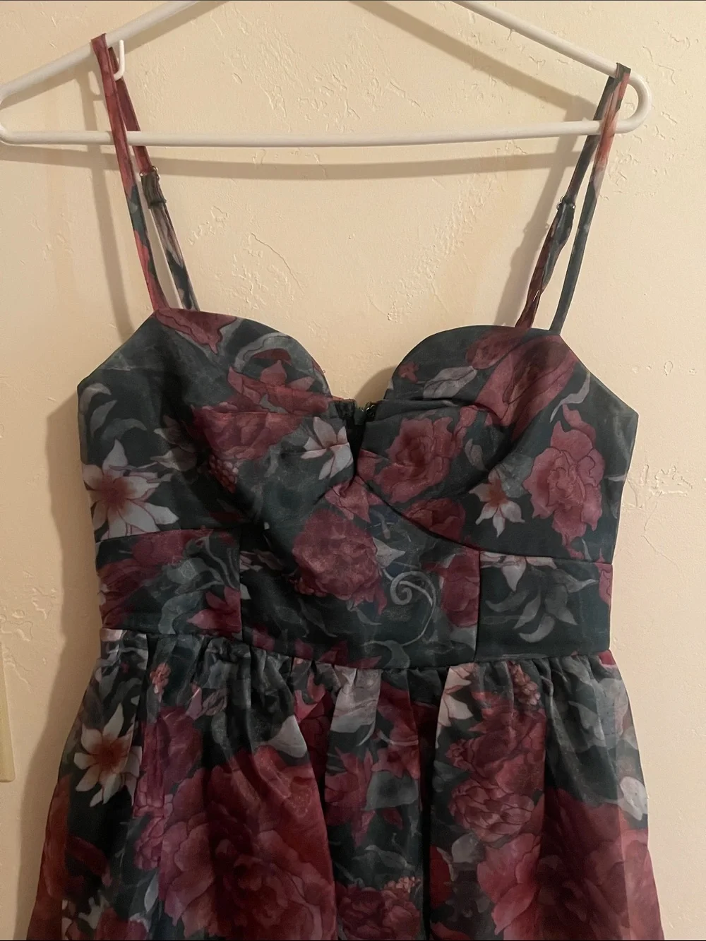 Lulu's Forest Green Floral Midi Dress with Rose Accents - Picture 6 of 8